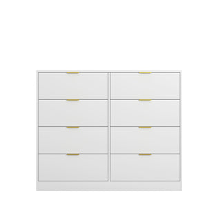 English Elm 8 Drawer Tall Chest Slim Particleboard Build Smooth Gliding Storage for Bedroom Closet White W409S00028