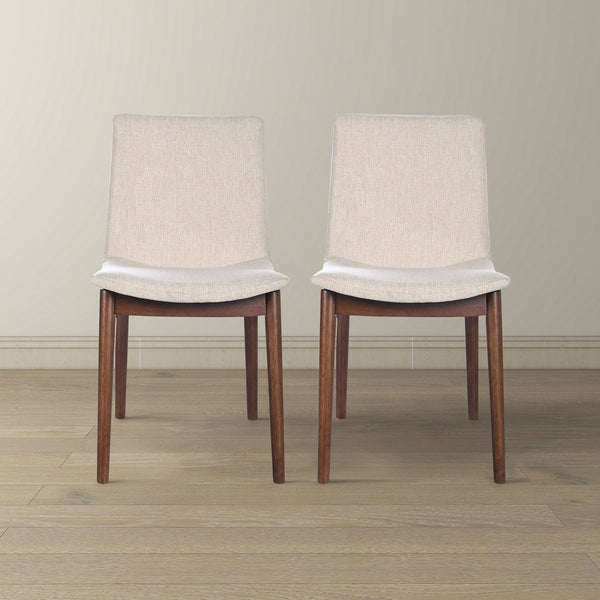 English Elm Ravel Upholstered Dining Chair Set Padded Beige Polyester Solid Wood Frame Pair B183P255321