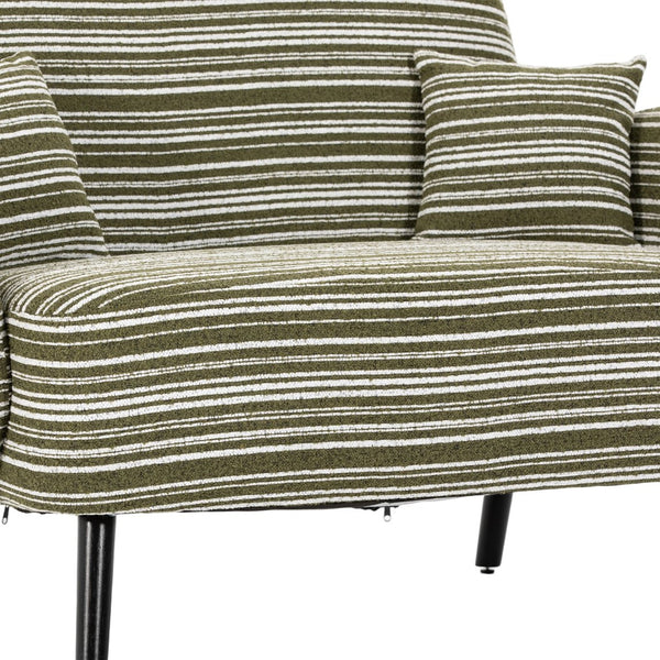 English Elm Modern tufted two-seater sofa with boucle upholstery, tapered legs, storage pockets and plush comfort for small spaces and offices Olive Green W395P376589