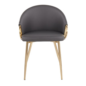 English Elm Chair with Silver Metal Frame and Padded Faux Leather Seat for Modern Dining Spaces Grey+Gold B202P471296
