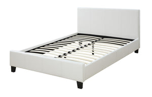 English Elm Classic White Queen Size Bed Faux Leather Upholstered Frame with Wooden Legs, Chic Traditional Design, Easy Assembly, 65"W x 84.5"L B011P395407