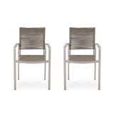 Christopher Knight Home® - Noble House - Cape Coral Outdoor Modern Aluminum Dining Chair With Rope Seat (Set Of 2)