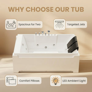 English Elm X-031 Two Person Whirlpool Soaking Tub with Hydromassage Jets and Chromatherapy Lighting W3605P364628