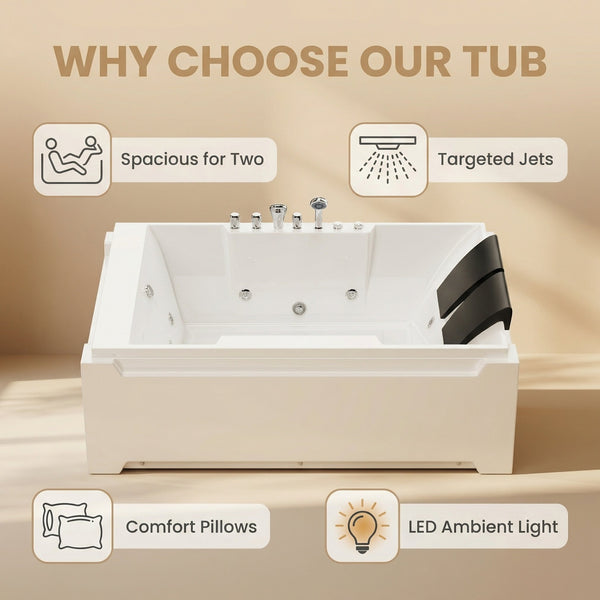 English Elm X-031 Two Person Whirlpool Soaking Tub with Hydromassage Jets and Chromatherapy Lighting W3605P364628