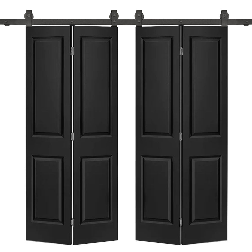 English Elm 24 in Primed Mdf Bi-fold Barn Door with Raised 6-panel Profile and Sliding Hardware B2763P491048