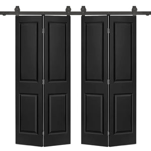 English Elm 24 in Primed Mdf Bi-fold Barn Door with Raised 6-panel Profile and Sliding Hardware B2763P491048
