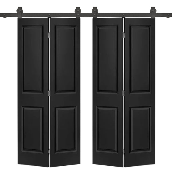 English Elm 24 in Primed Mdf Bi-fold Barn Door with Raised 6-panel Profile and Sliding Hardware B2763P491048