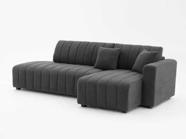 English Elm Scandinavian Channel Tufted L Shaped Sectional Sofa with Plush Foam Cushions B2730S00043