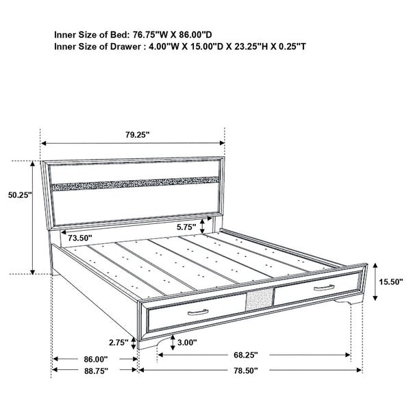 English Elm Piero Wire-brushed Oak Veneer Queen Bedroom Set with Louvered Panels Coastal Style B062S00787