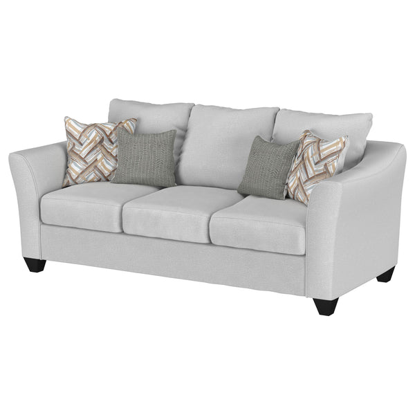 English Elm Alcazar Sand Track Arm Sofa with Toss Pillows, Modern Plush 3-Seater Upholstered in Gray Mist, Tapered Wood Legs B062P354051