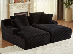 English Elm Indoor Oversized Double Chair Sleeper Sofa Wide Low Profile Minimalist Lounge Seat Black W2100S00348