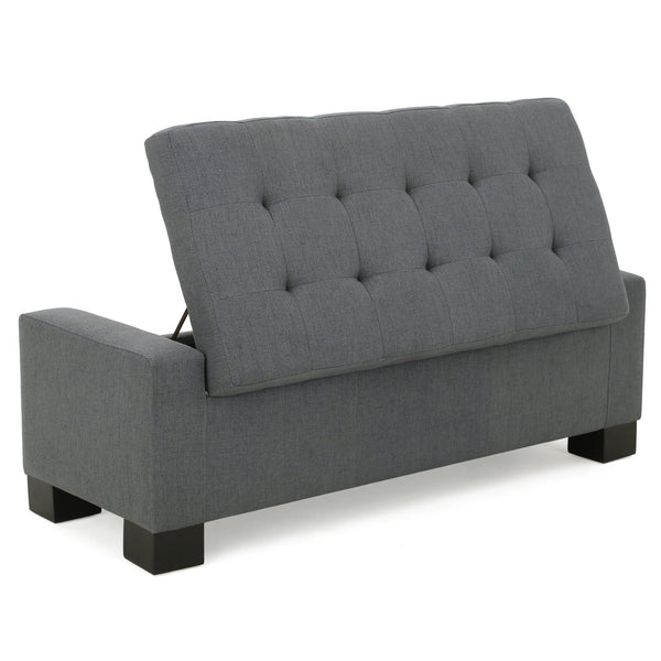 English Elm Guernsey Storage Ottoman Bench with Hinged Lid for Living Room or Bedroom N767P382228C