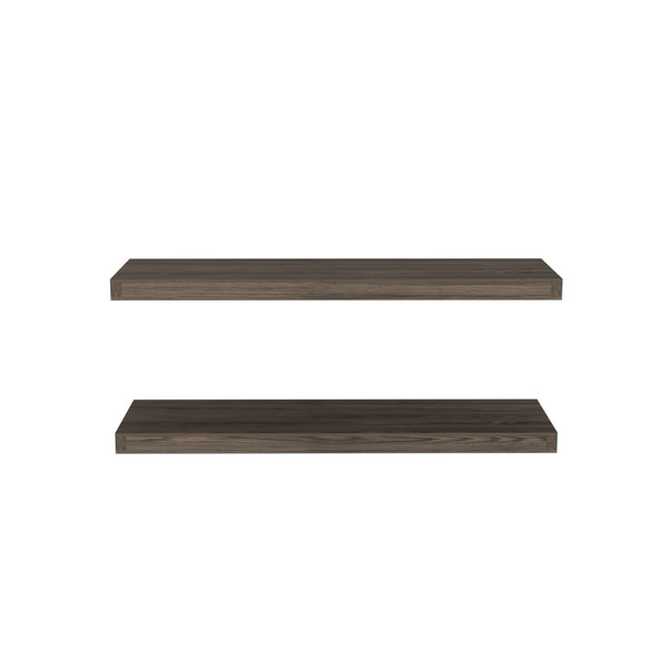 English Elm Ecco Floating Shelves Set of 2 with Hidden Brackets, Sleek Matte Finish for Books & Decor - Space-Saving Wall Storage Brown 32 L x 11 W x 4 H B200P235851