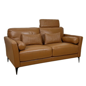 English Elm Tussio Italian Genuine Leather Loveseat with Tailored Cushions and Five Accent Pillows B2726P457658