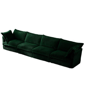 English Elm Slipcovered 4-Seater Sofa In Soft Green Corduroy - Extra Deep, Modular, And Comfy For Living Rooms! W3041S00084-GIGA