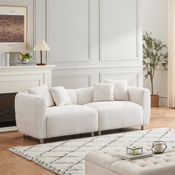 English Elm 89 Inch Lambswool Three Seat Sofa Solid Wood Frame with Metal Legs for Living Room W1658P328917
