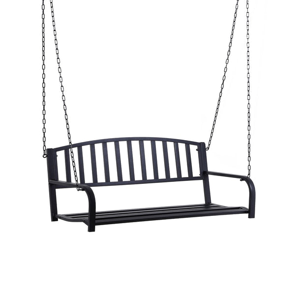 English Elm Outsunny 2-Person Porch Swing Bench With Sturdy Chains - Durable Steel Chair For Outdoor Relaxation W2225P174123-GIGA