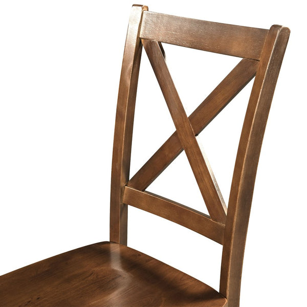 English Elm TOPMAX 3-Piece Wood Drop Leaf Breakfast Nook Dining Table Set with 2 X-back Chairs for Small Spaces, Sturdy Craftsmanship Brown SP000164AAD