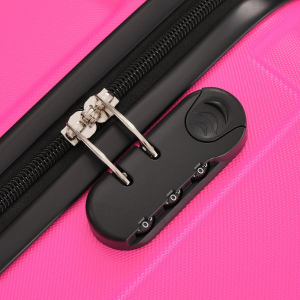 English Elm 6 Piece Hardshell Abs Travel Set with Spinner Wheels Combination Lock and Toiletry Bag Pink N732P391314H