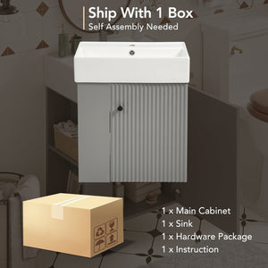 English Elm 21.6" Modern Floating Bathroom Vanity With Ceramic Sink & Open Shelving - Space-Saving Design! N729P170390E
