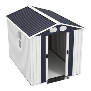 English Elm Campcraft 8x6 Outdoor Metal Storage Shed with Lockable Doors and Ventilation for Backyard White W1598S00045