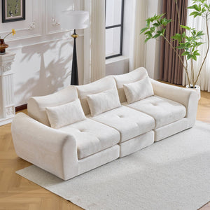 English Elm Modular Cloud Sectional Sofa Bed with Flannelette Upholstery for Flexible Living White W1829S00073
