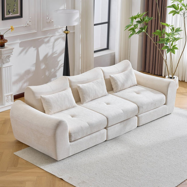 English Elm Modular Cloud Sectional Sofa Bed with Flannelette Upholstery for Flexible Living White W1829S00073