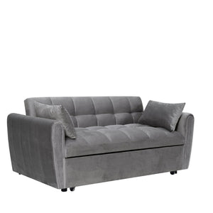 English Elm 65-inch Velvet Convertible Futon Sofa Bed with Adjustable Back for Living Room Dark Gray W2564S00070