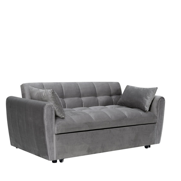 English Elm 65-inch Velvet Convertible Futon Sofa Bed with Adjustable Back for Living Room Dark Gray W2564S00070