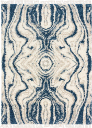 Unique Loom Hygge Shag Valley Machine Made Abstract Rug Blue, Gray/Ivory 9' 0" x 12' 2"
