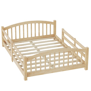 English Elm Full Montessori Pine Wood Floor Bed with Safety Rails Low Profile Kids Room Frame Natural N733P400299N