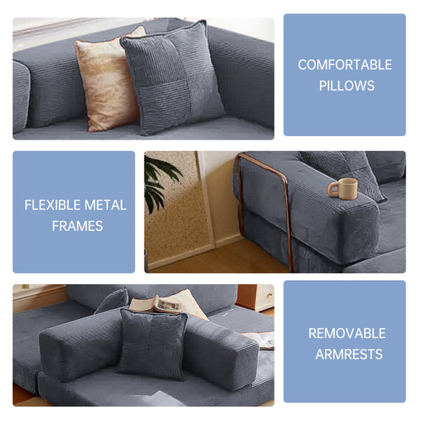 English Elm 2-In-1 Convertible Modular Sofa Bed - Space-Saving Memory Foam Lounge For Small Living Spaces - Gray W3653P355617