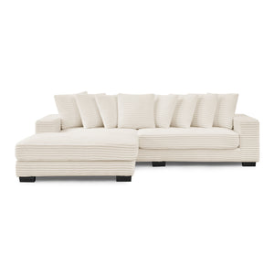English Elm Corduroy Tufted Sleeper Sectional Sofa – L-Shaped Modular Design With Customizable Footrests In Beige W487S00342
