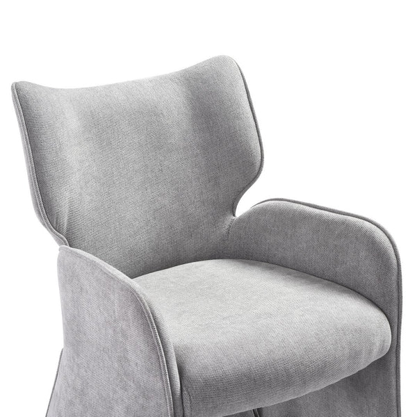 English Elm Alicia Sculptural Wraparound Upholstered Dining Chair with Curved Sled Base for Modern Rooms Gray B2736P464806