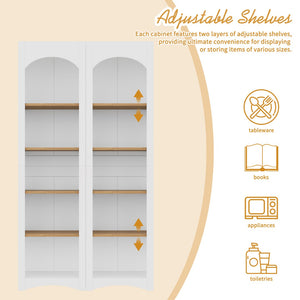 English Elm On-Trend 5 Tier Farmhouse Bookshelves Set Of 2, Stylish Two-Tone Storage Cabinets With Adjustable Shelves N721P245734K-GIGA