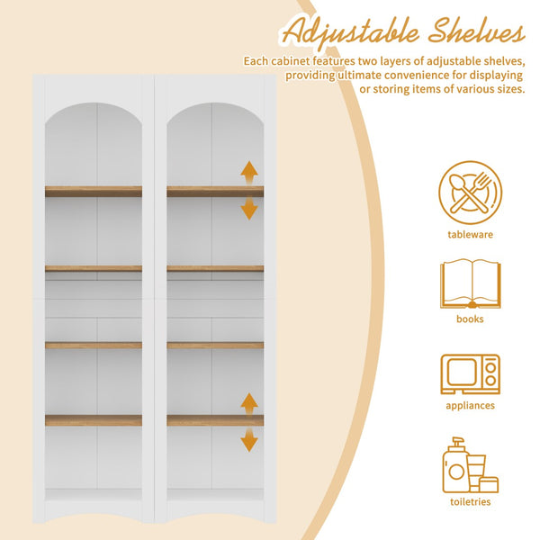 English Elm On-Trend 5 Tier Farmhouse Bookshelves Set Of 2, Stylish Two-Tone Storage Cabinets With Adjustable Shelves N721P245734K-GIGA