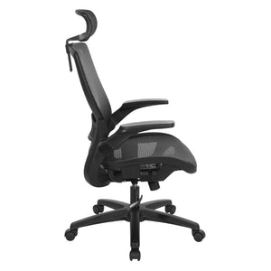 OSP Home Furnishings Mesh Back Ergonomic Manager Chair with Adjustable Headrest Lumbar Support and Flip Armrests EMM65151HR-3