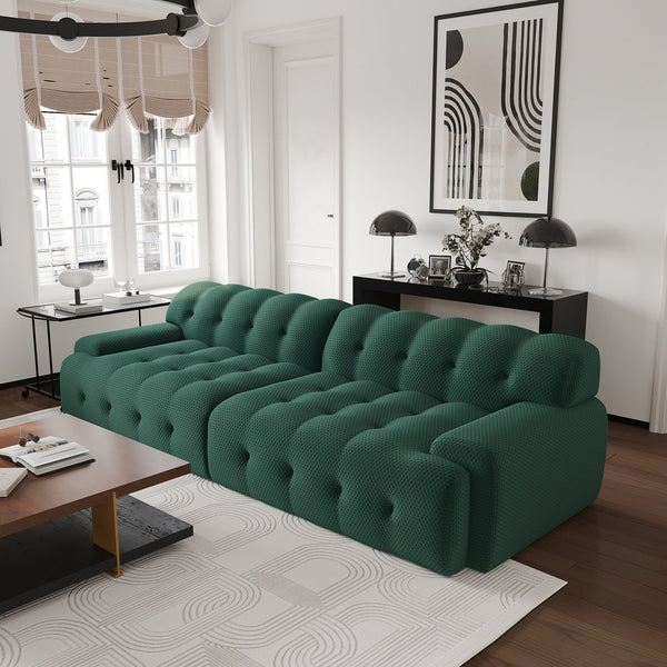 English Elm Bubble Sectional Sofa - Modern 3D-Knitted Loveseat In Green For Stylish Comfort And Relaxation B341S00017