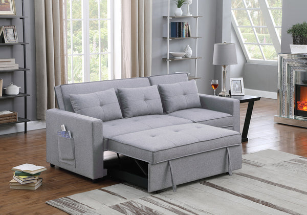 English Elm Zaira Linen Convertible Sleeper Sofa with Side Pocket for Small Spaces and Guests Light Gray B2749S00010