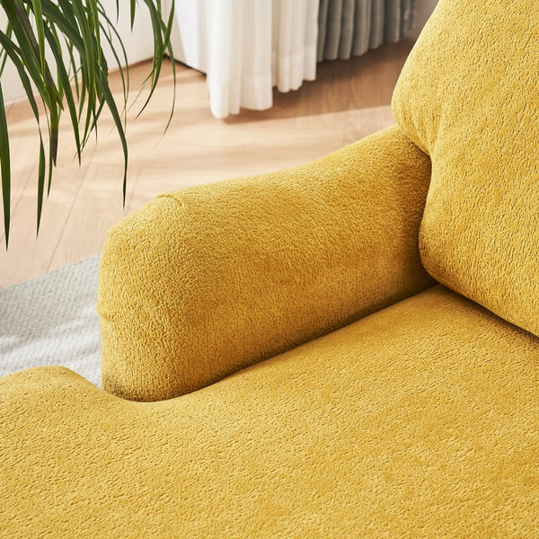 English Elm Modern Mid-Century Oversized Chaise Lounger Sofa Bed with Solid Wood Legs, Deep Seat Comfort Sleeper Yellow W2363S00069