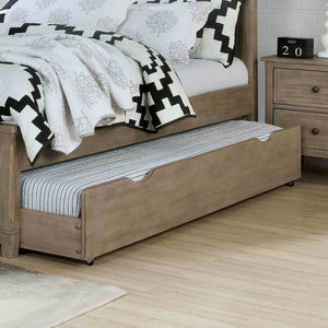 English Elm Transitional Twin Bed with Trundle Warm Gray Wood Grain Paneled Headboard Guest Room B2741S00850