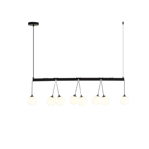 English Elm Broghan Modern 8-Light Globe Chandelier Matte Black with Frosted Glass Shades, Dimmable Smart Tunable White T3177P284032