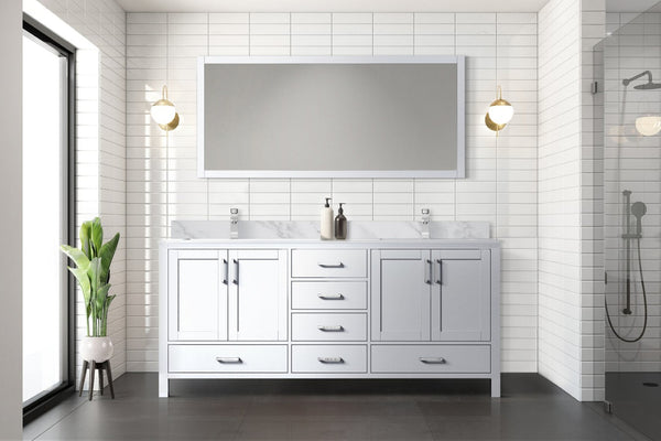 English Elm White Double Bath Vanity Set With 72" Countertop Space, Elegant Mirror & Ample Storage Solutions B2731S00518-GIGA