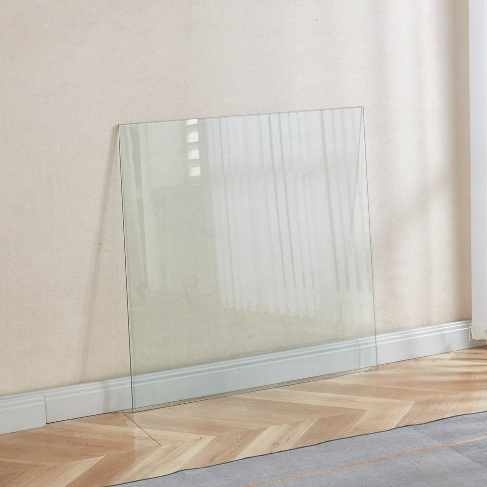 English Elm Tempered Clear Glass Square Table Top 80cm Polished Edges Modern Interior Surface W234P363933