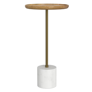 English Elm Turner Mixed Material Side Table with Mango Wood Marble Base and Brass Frame B136P419858