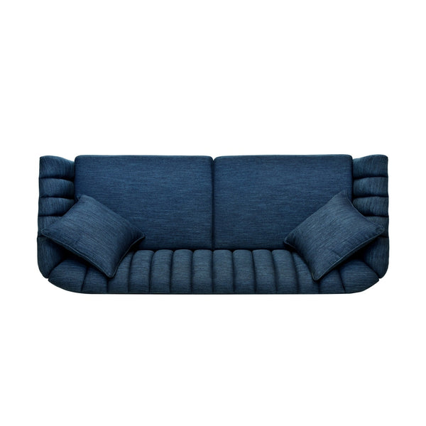 English Elm Christopher Knight Home® - 3-Seater Navy Blue Sofa - Stylish Comfort With Button-Tufted Stitches, Accent Pillows & Tapered Legs N771P202526U_N771P202529U