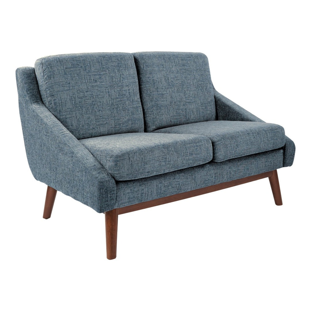 OSP Home Furnishings Mid-century Open Arm Loveseat with Solid Wood Legs and Plush Fiber Cushions Loveseat Navy SL4422R-MC3