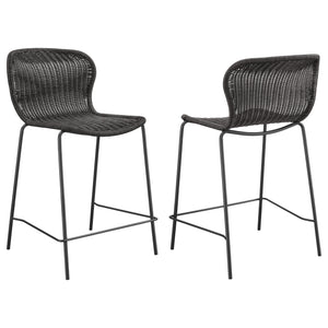English Elm Mckinley Brown Faux Rattan Metal Counter Chair Set of 2 — Brown Textured Seat, Sturdy Metal Frame, Armless Modern Design B062P344944