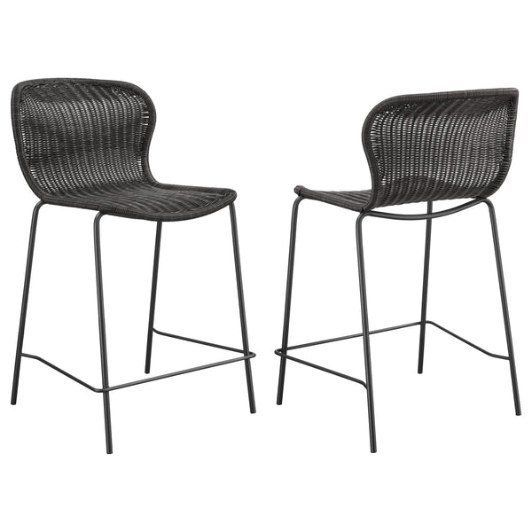 English Elm Mckinley Brown Faux Rattan Metal Counter Chair Set of 2 — Brown Textured Seat, Sturdy Metal Frame, Armless Modern Design B062P344944