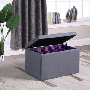 English Elm 18.5" Tall Tufted Shoe Storage Bench with 16-Pocket Organizer, Dove Gray, Durable Foam Seat B072P222462